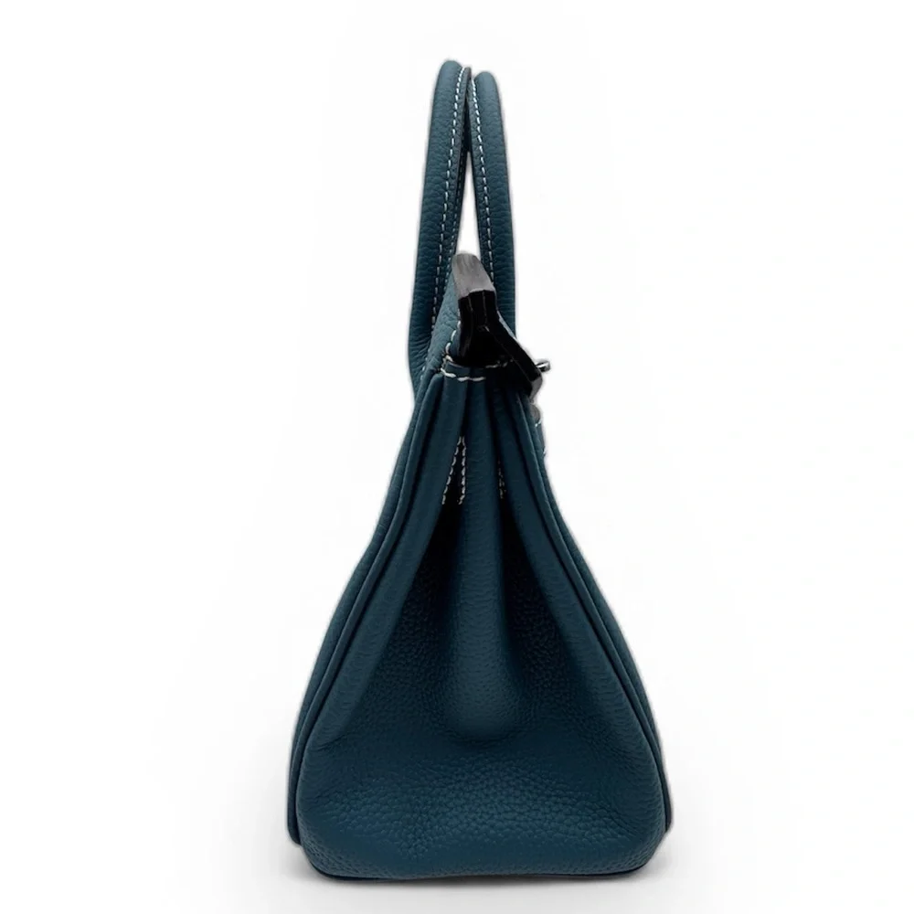 25CM Classic Togo Leather Top Handle Satchel Bag - Peacock Blue - Picture 4 of 12